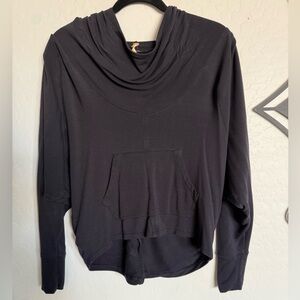 LUCY Black Cowl Neck Hooded Top - XS